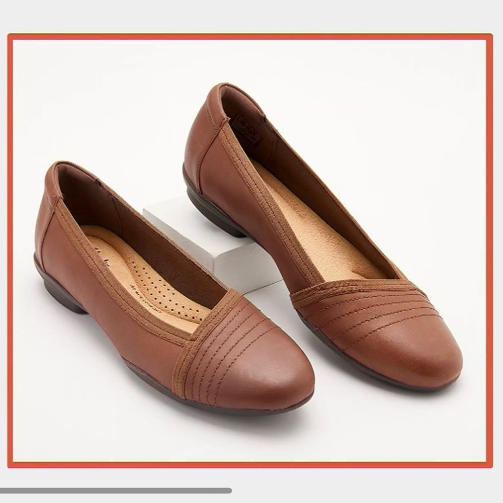 Clarks Collection Leather Ballet Flats - Sara Erin casual classic comfy vacation